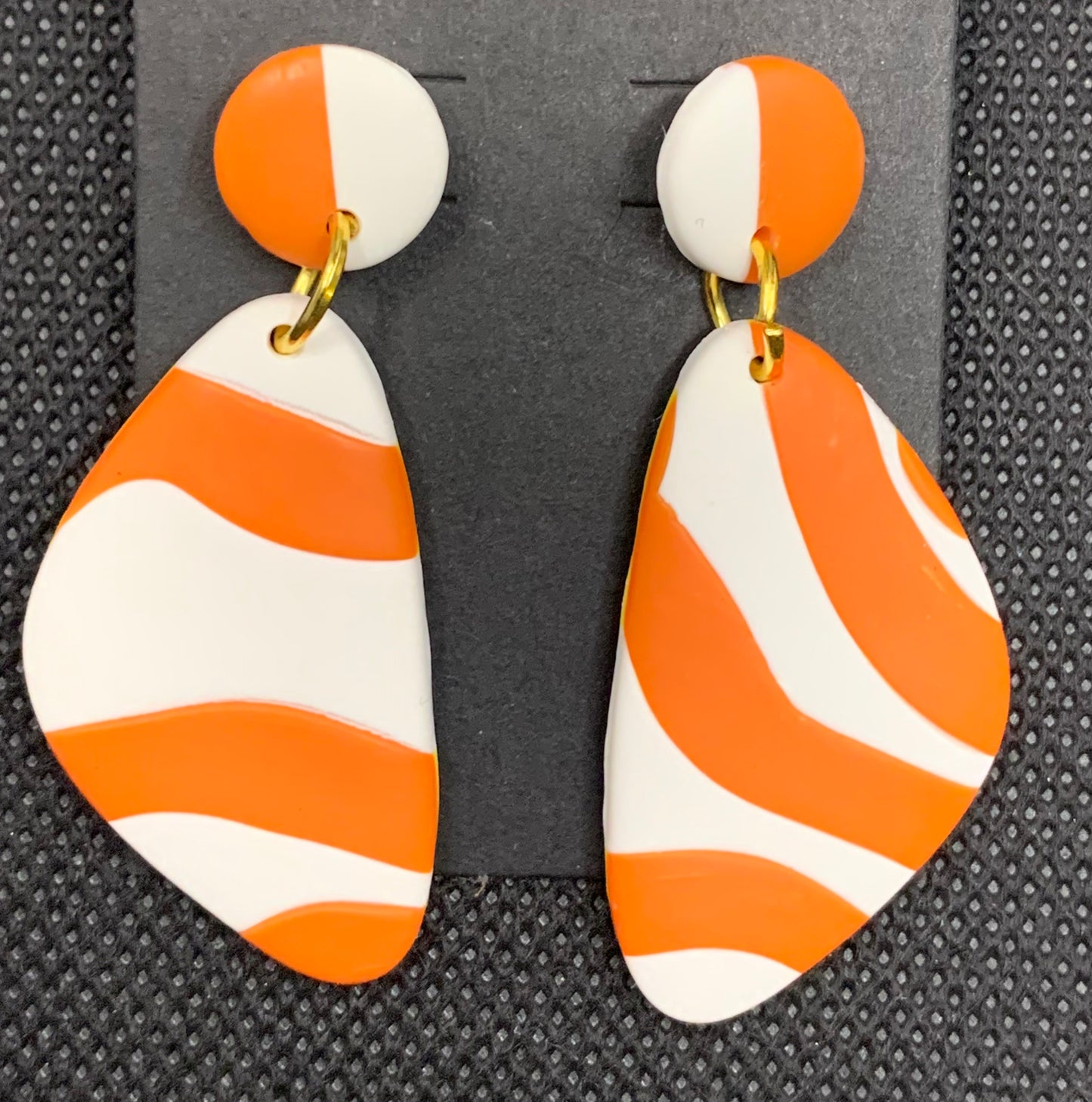 Orange & White Wave Dangle Earrings