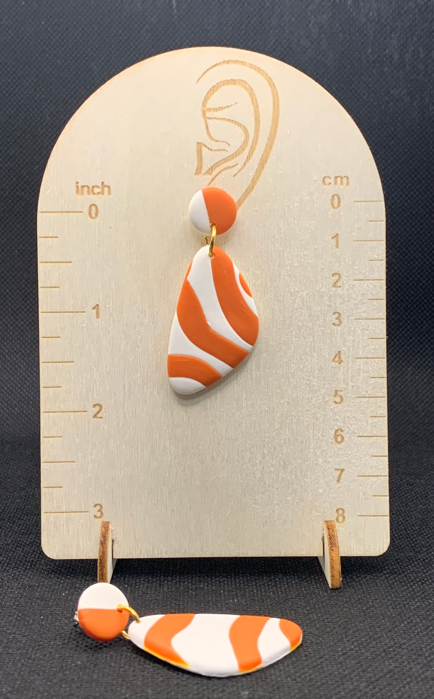 Orange & White Wave Dangle Earrings