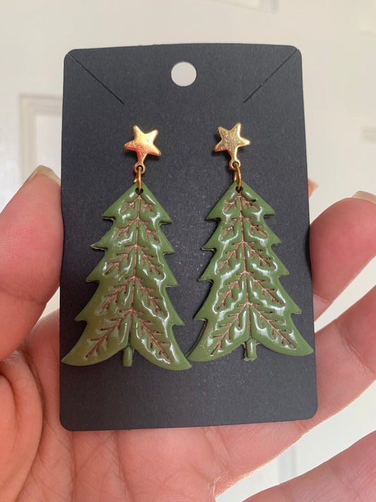 Christmas Tree Earrings – Gold Detail